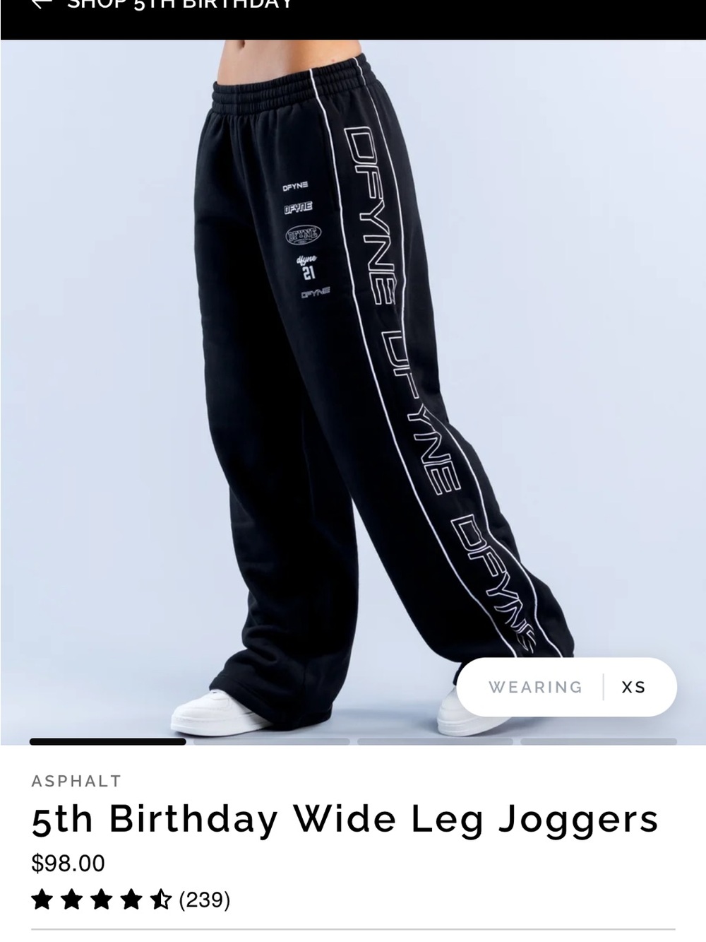 5th Birthday Wide Leg Joggers — Asphalt Black